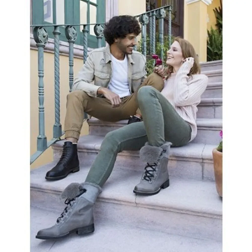 Luxe De Leon‎ Aura Leather Boot size 10 Smoke Gray